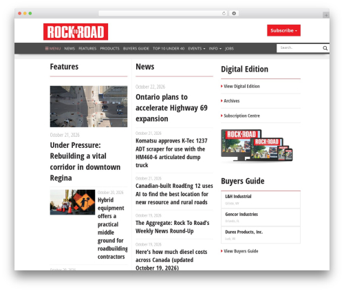 pubx WordPress theme - rocktoroad.com