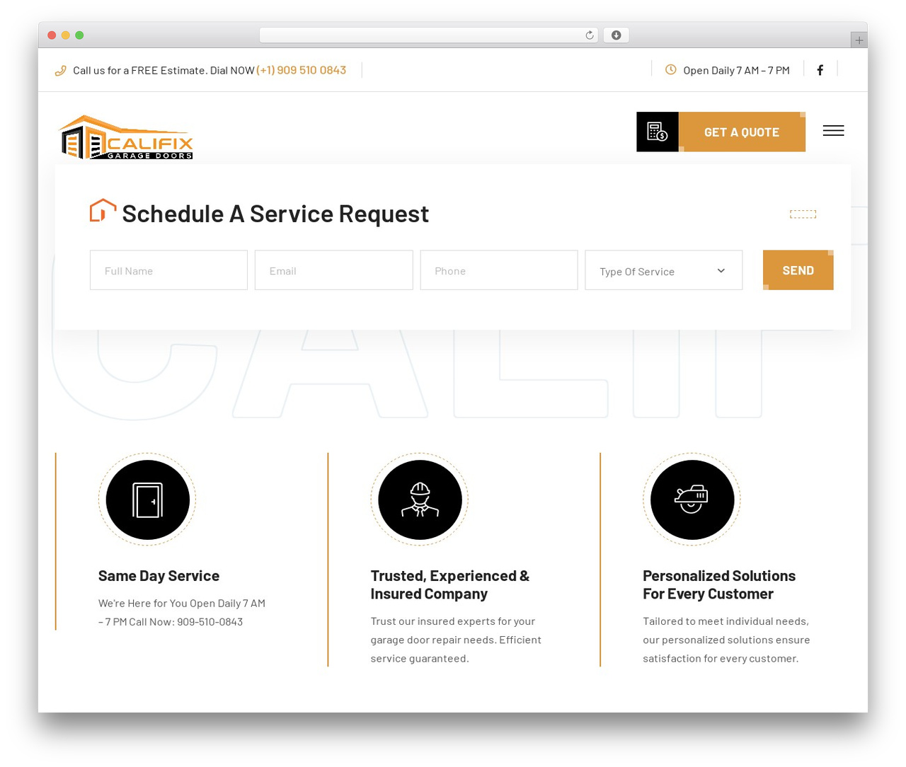 WordPress website theme Dormatic - califixgaragedoors.com