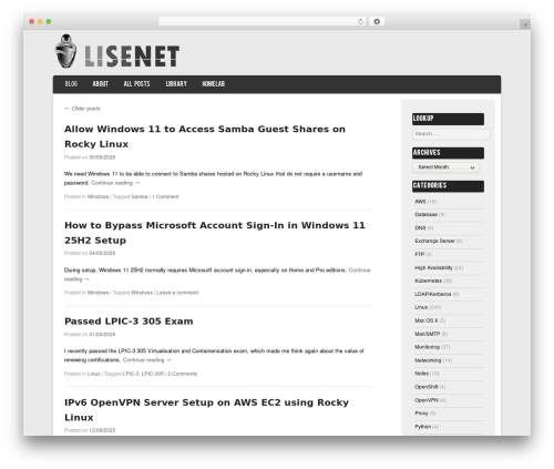 Striker (Customised) WordPress theme - lisenet.com