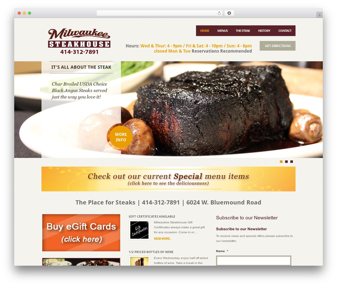 Feast WordPress theme - themilwaukeesteakhouse.com