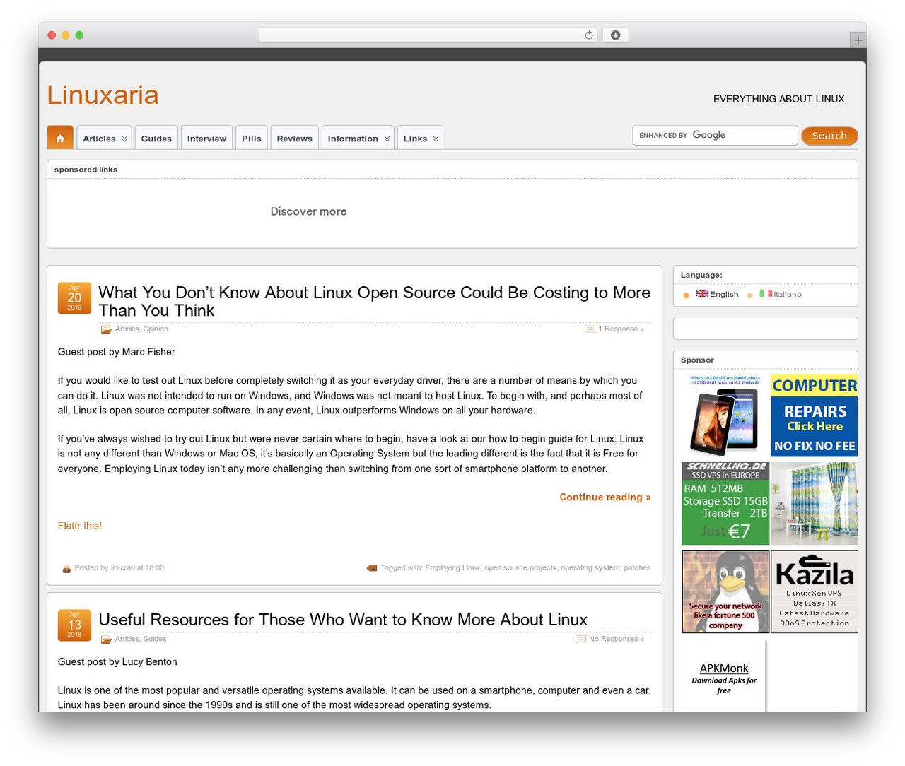 Suffusion WordPress theme - linuxaria.com