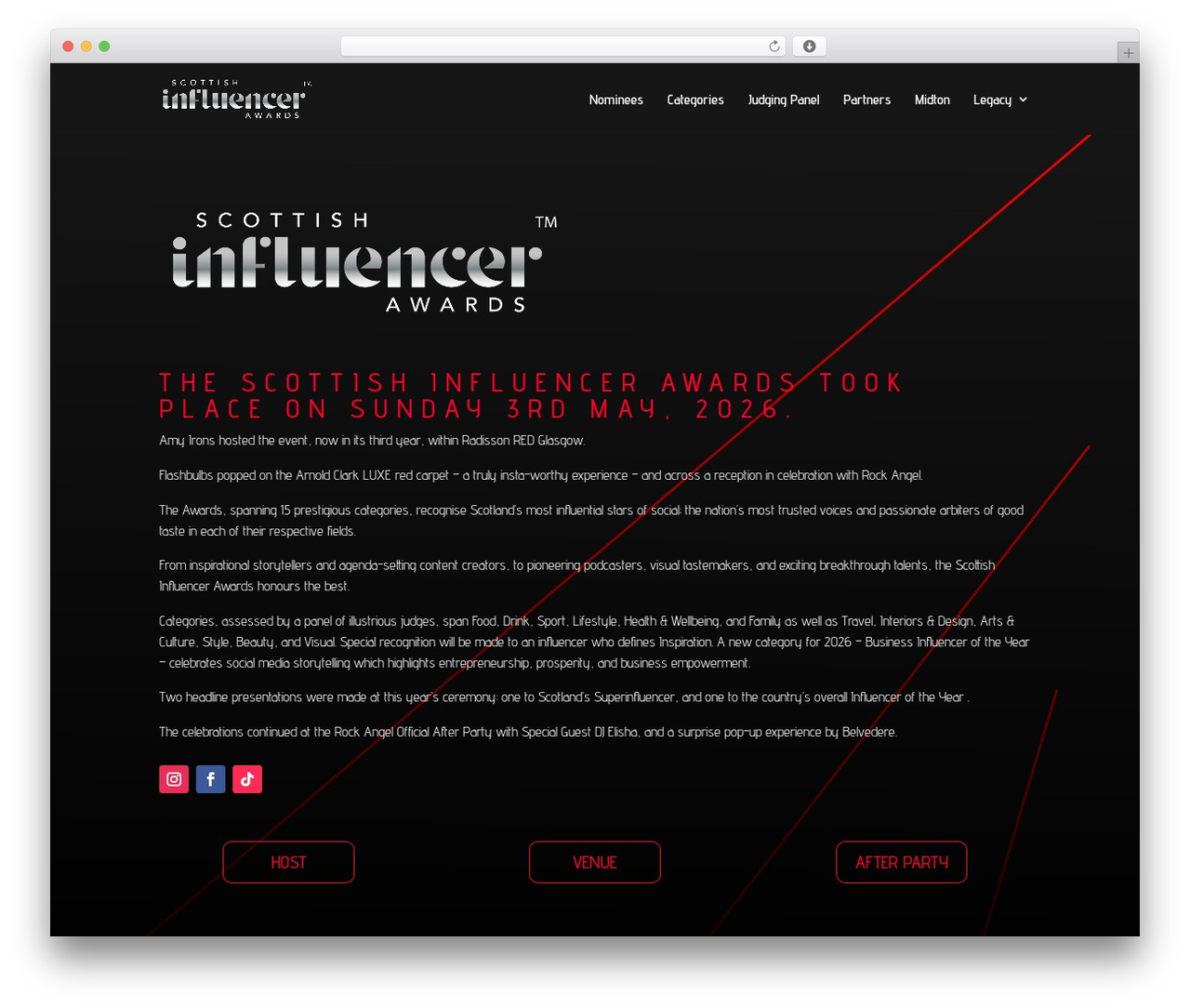 Divi WordPress theme - scottishinfluencerawards.com