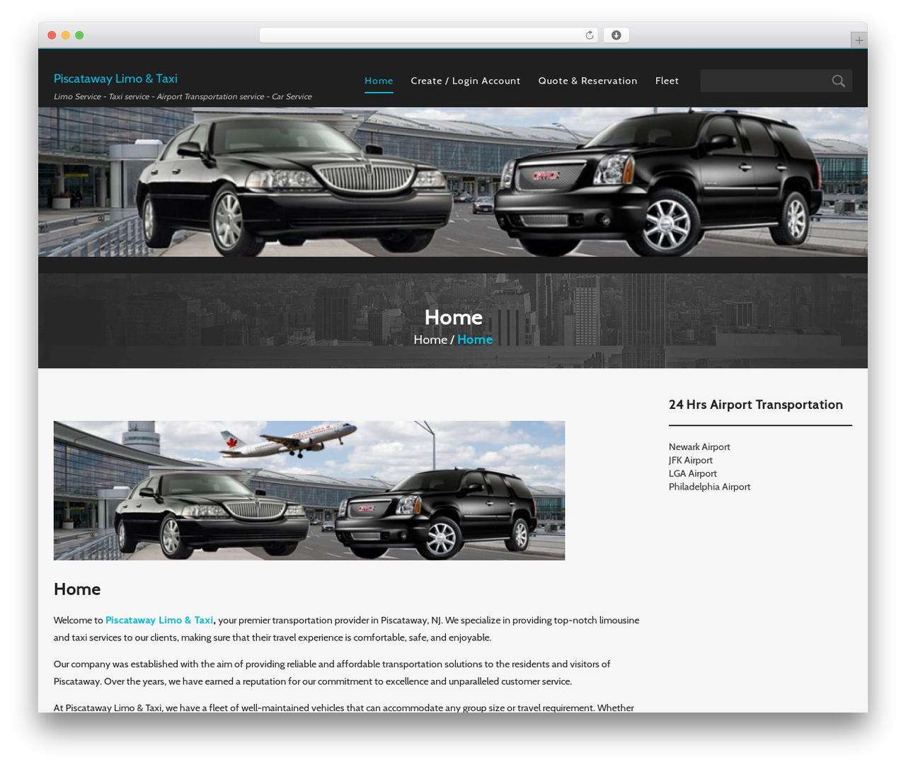 WP theme Customizable - piscatawaylimo.com