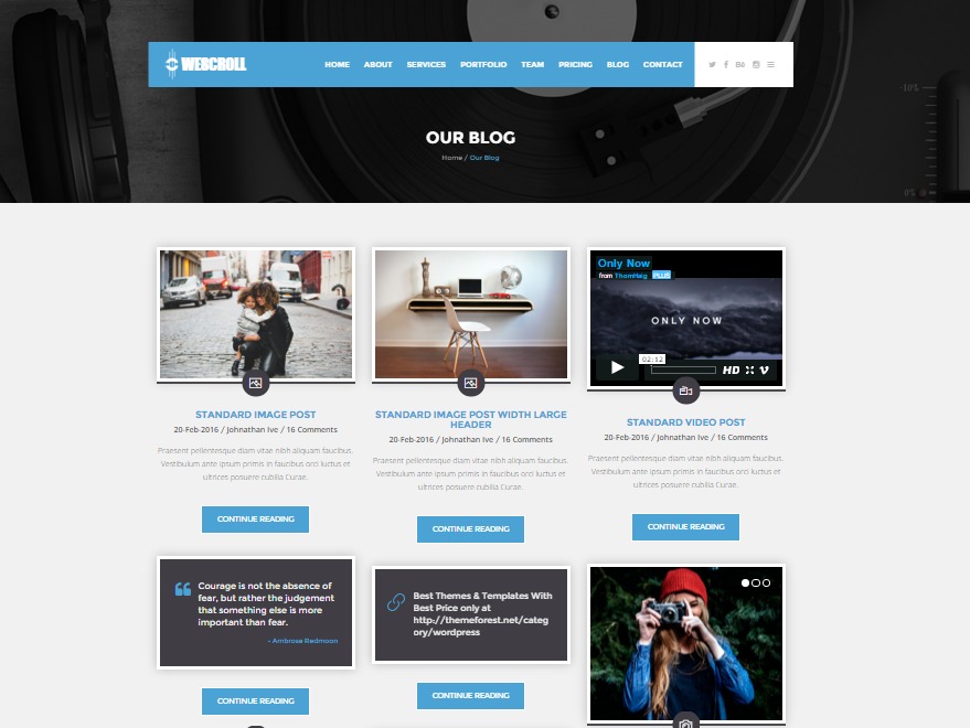 WordPress theme WeScroll by wpbrothers
