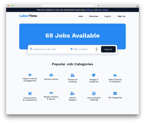 Crocoblock demo banner WordPress plugin - demo.crocoblock.com/jobboard