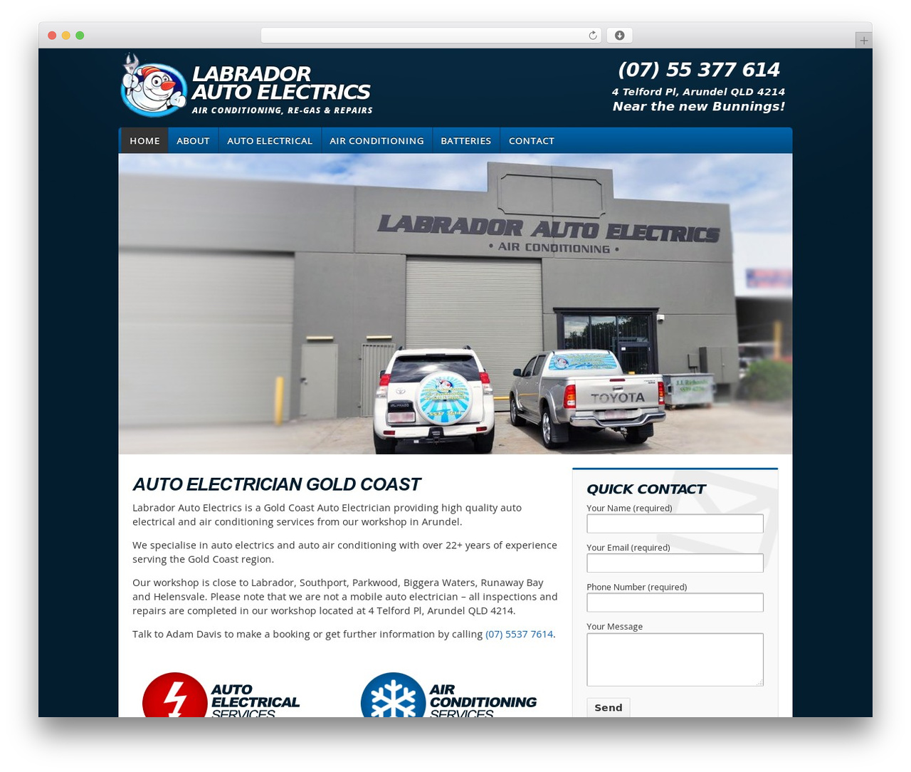 Responsive WordPress theme - labradorautoelectrics.com.au