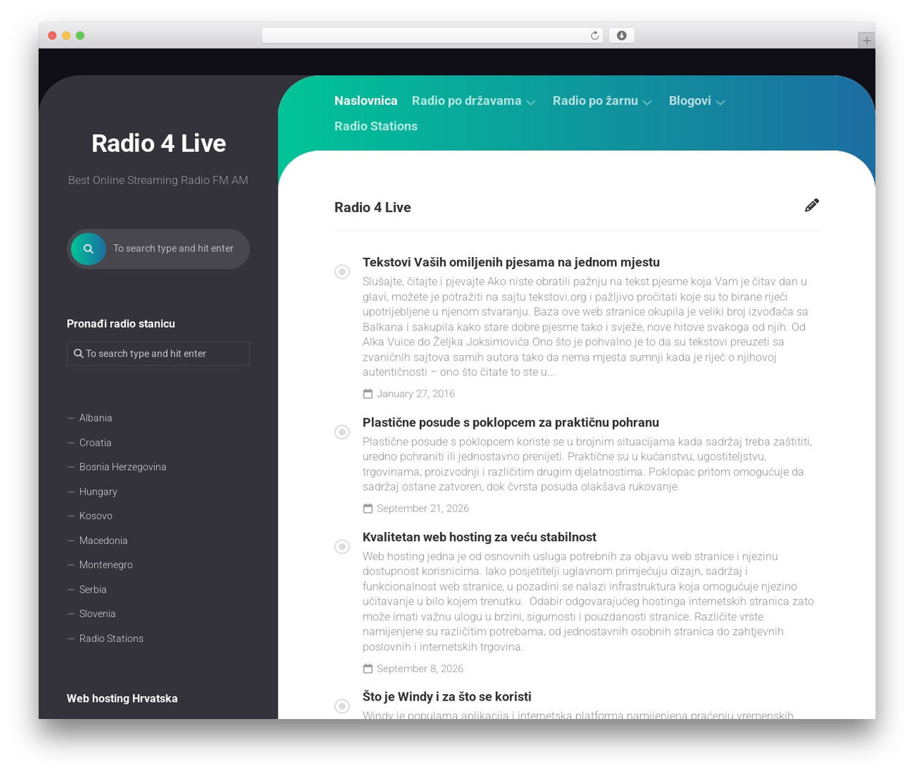 WordPress website theme Noteblock - radio4live.com