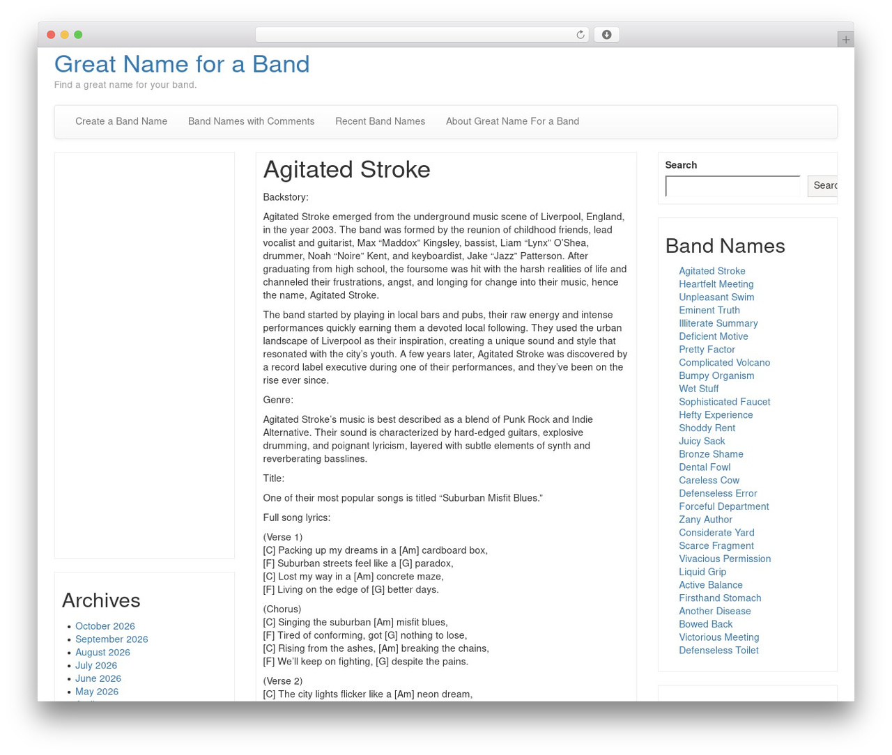 Bootstrap Basic WordPress theme - greatnameforaband.com