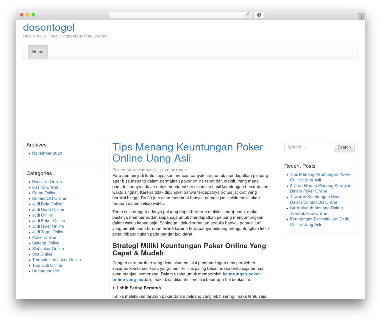 Bootstrap Basic top WordPress theme - dosentogel.com