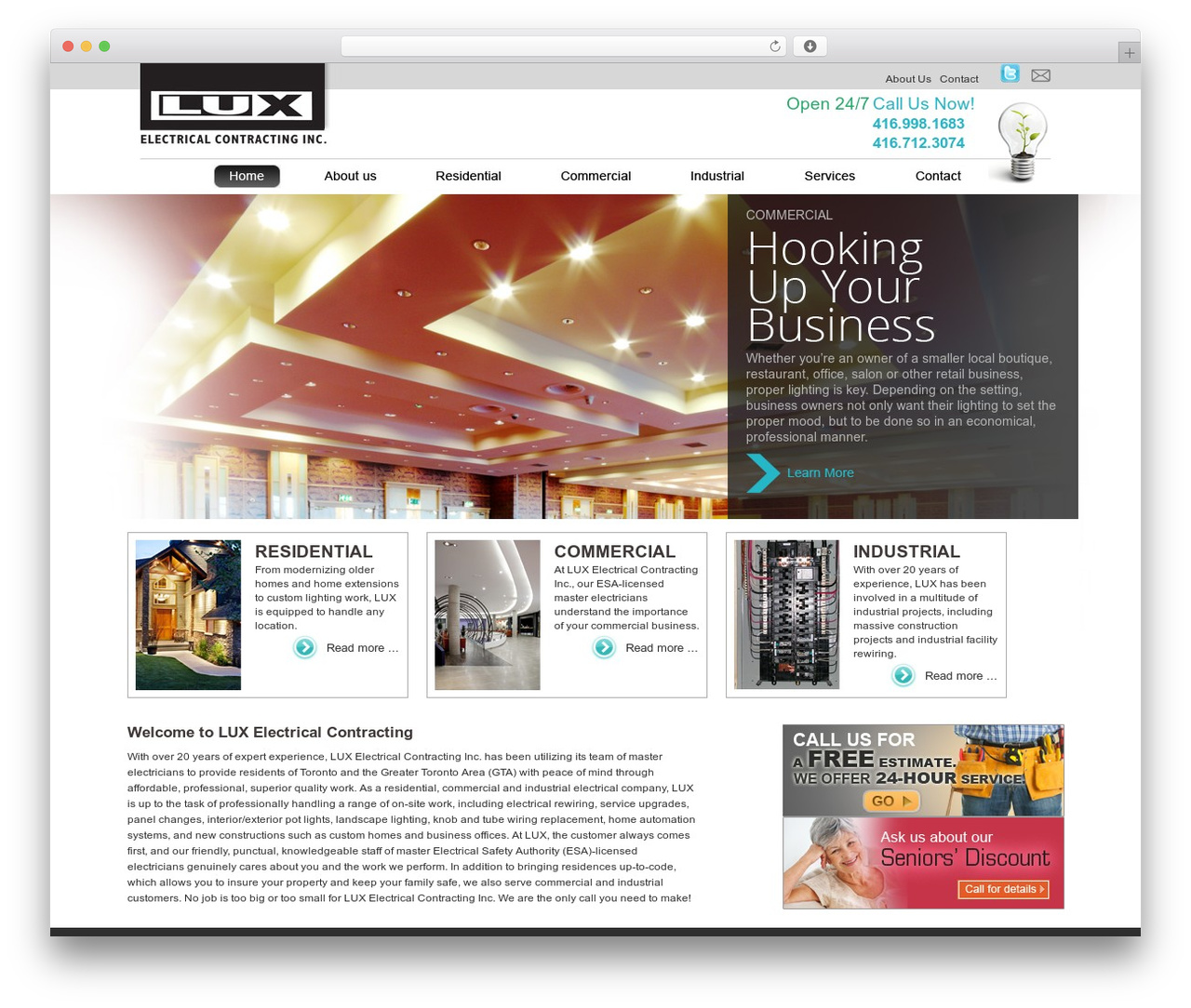 Lux WordPress theme - luxelectrical.ca