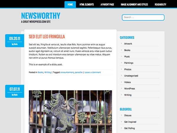 Newsworthy - WordPress.com newspaper WordPress theme by WPThemes NZ