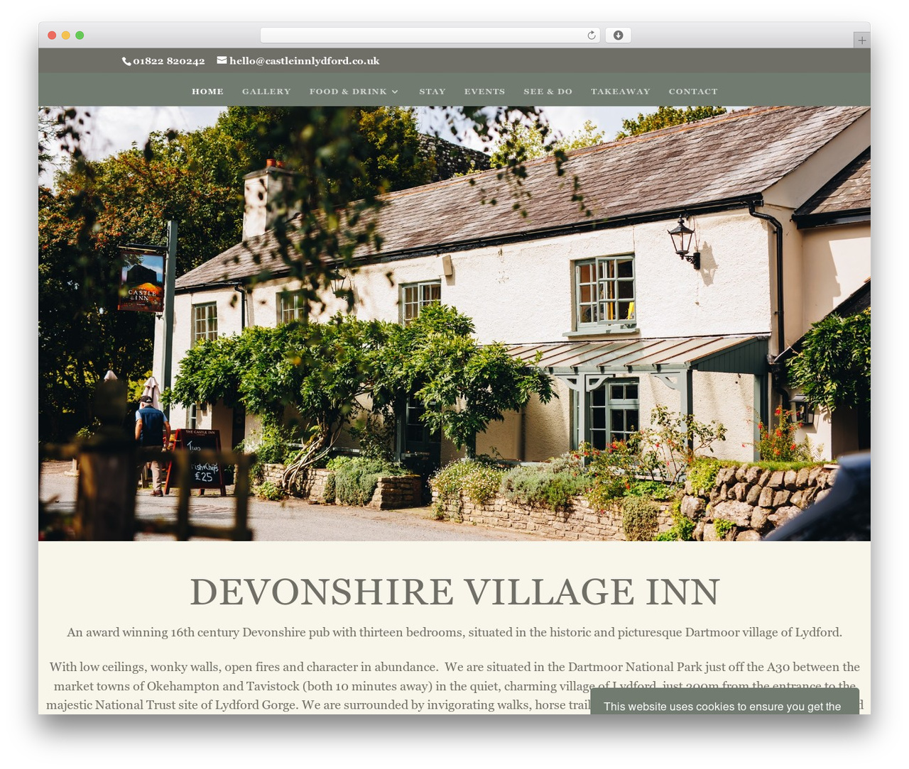 Cafe WordPress theme - castleinnlydford.co.uk