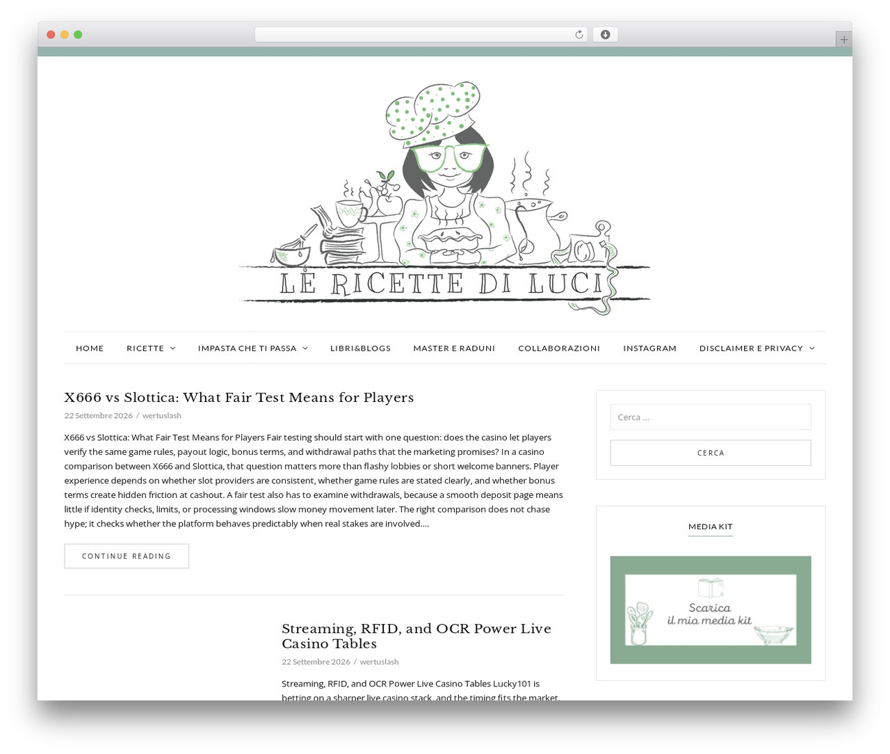 Cuisine theme WordPress - lericettediluci.com