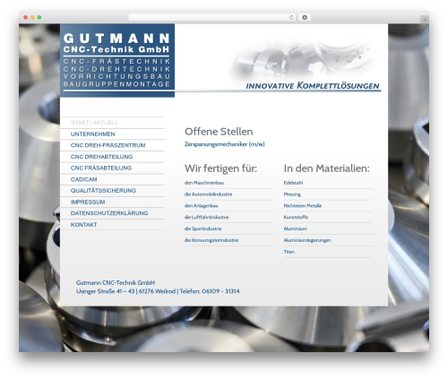 minymal theme WordPress - gutmann-cnc.de