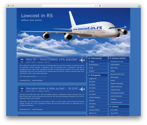 Airplane Theme WordPress theme - lowcost.in.rs