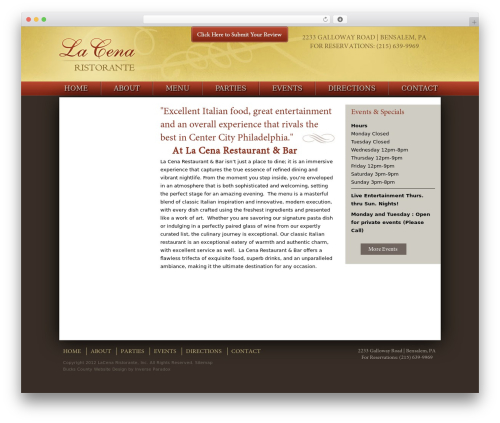 Blank Theme WordPress restaurant theme - lacenarestaurant.com