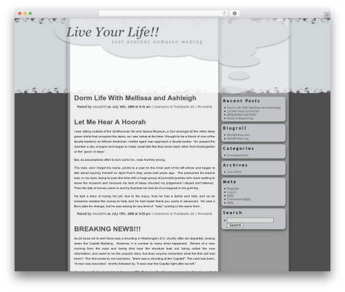 Thoughts WordPress blog theme - liveyourlife.onmason.com