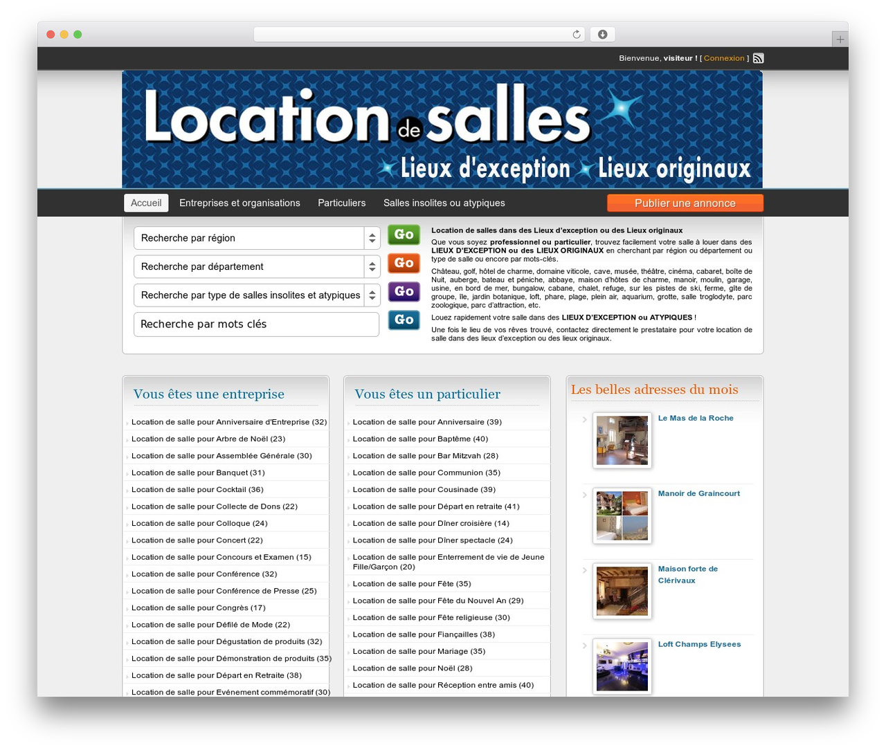 ClassiPress premium WordPress theme - location-salle-insolite.com