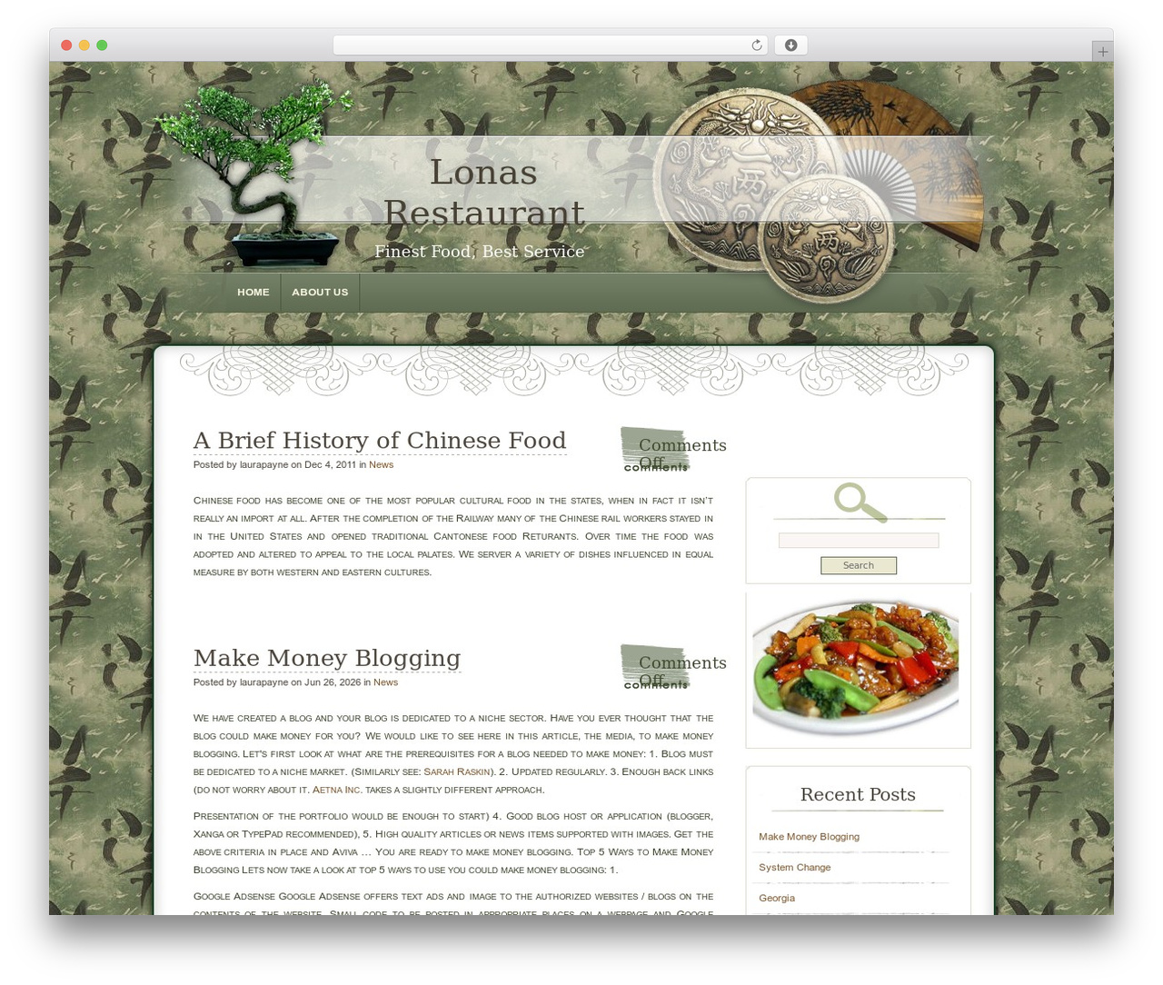 Dyne WordPress restaurant theme - lonasrestaurant.com