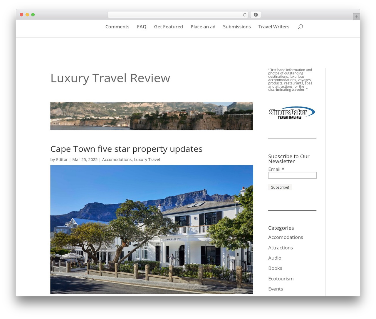 Divi WordPress theme - luxurytravelreview.com
