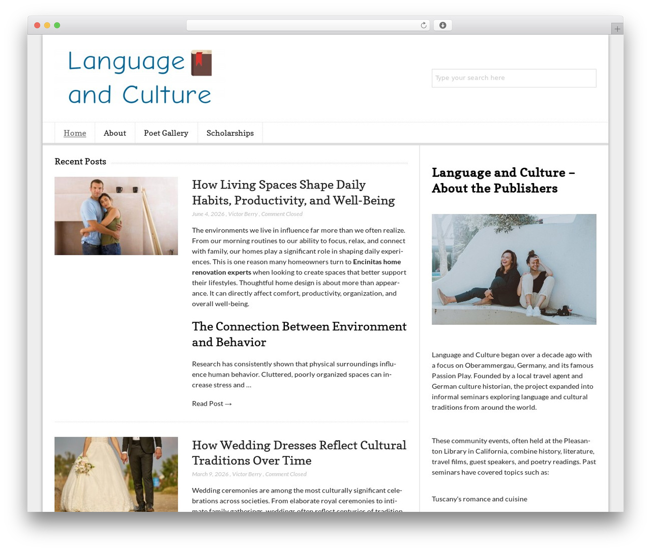 Lightly free WordPress theme - languageandculture.net