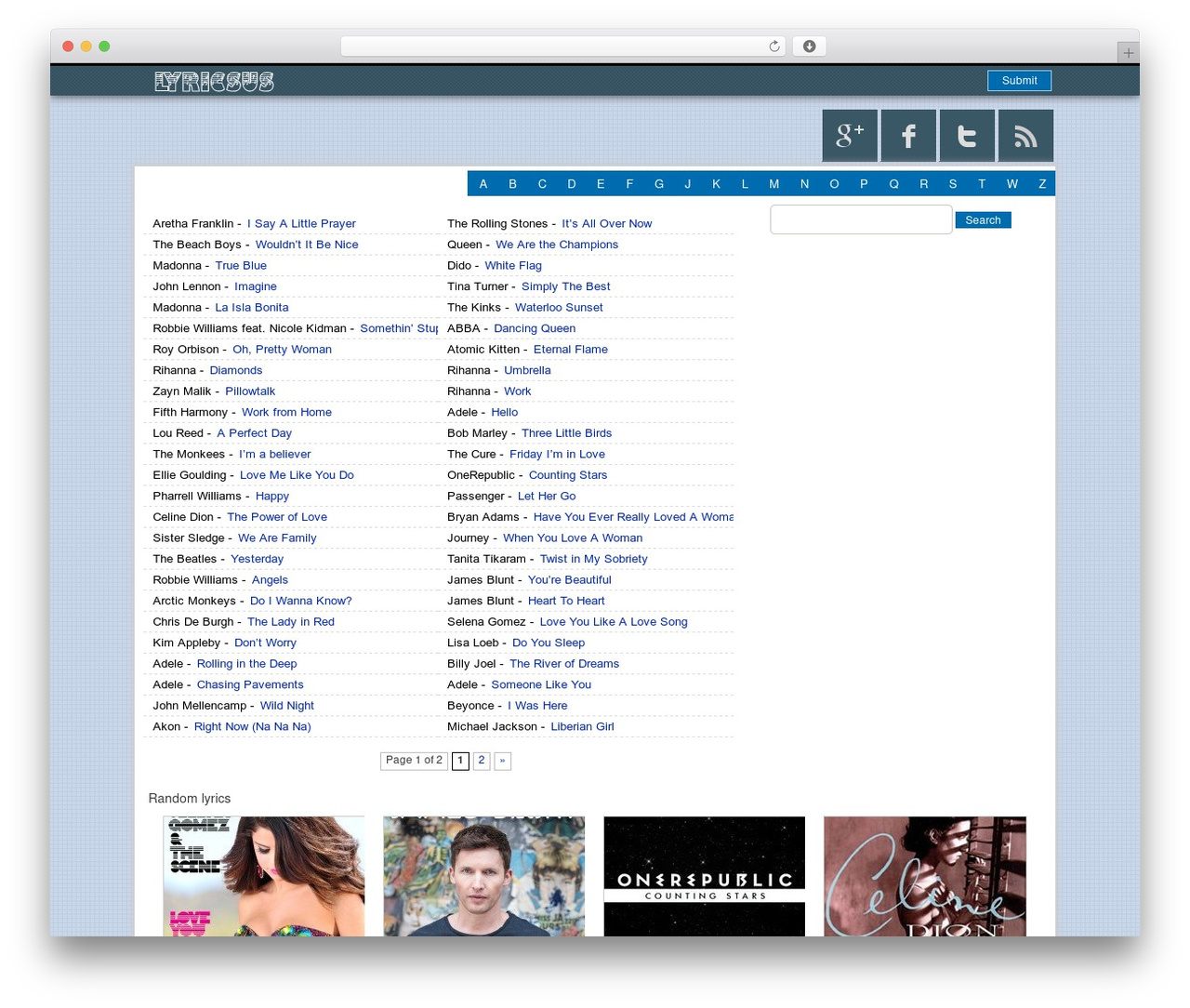 Lyricsus WP theme - lyricsus.com