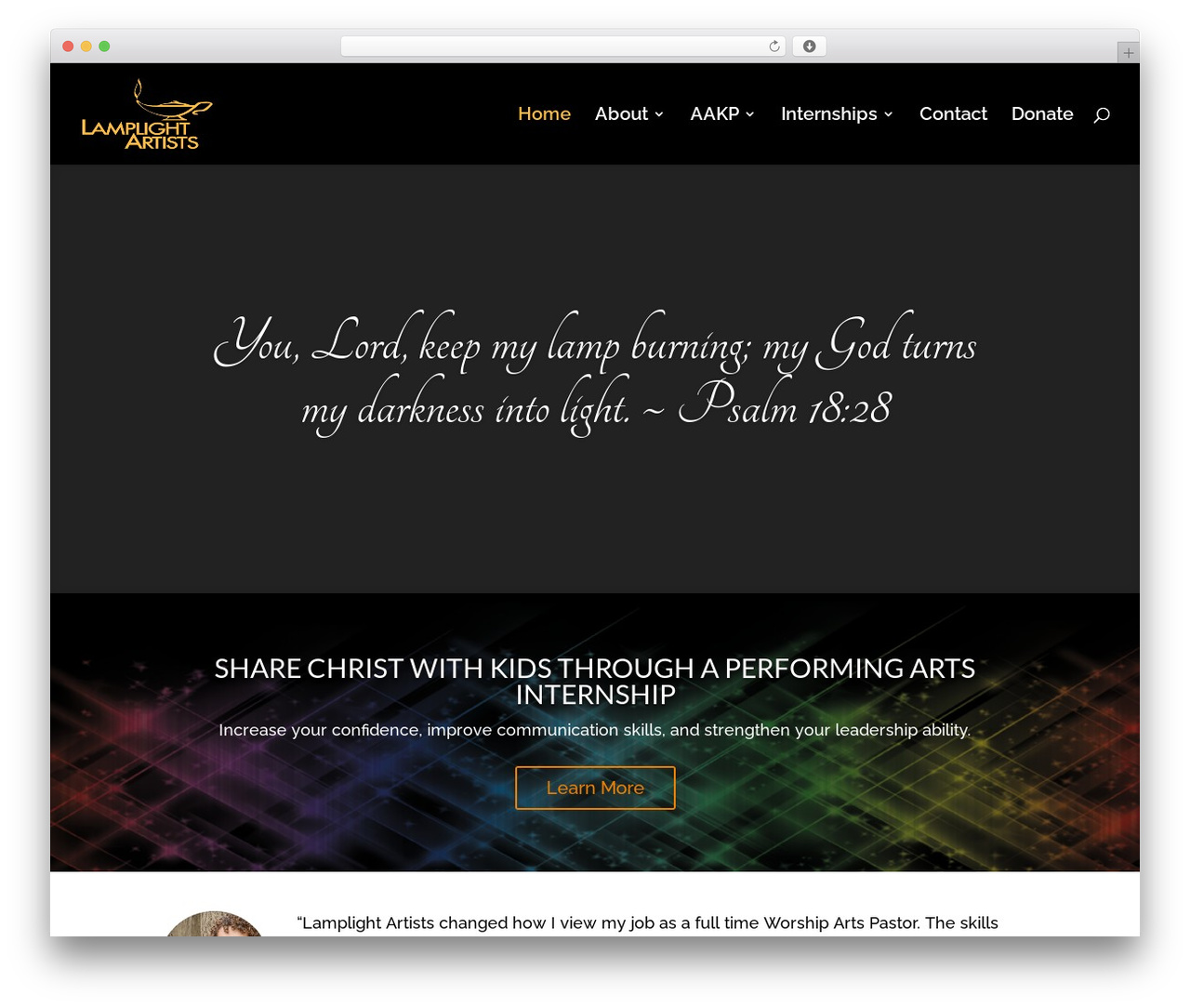 WP theme Divi - lamplightartists.com