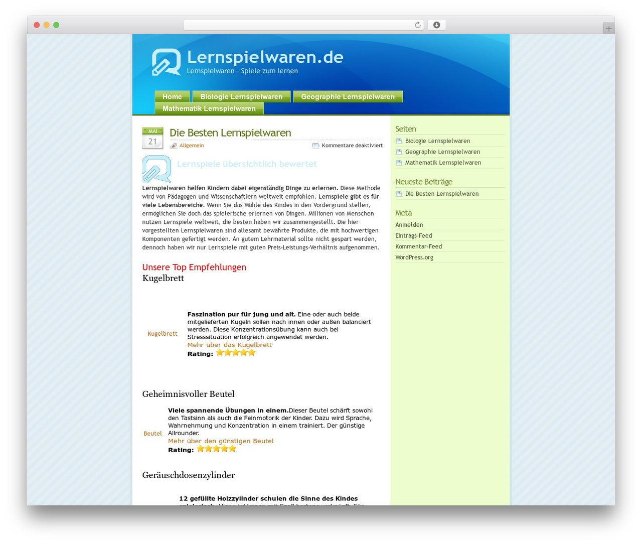 GlossyBlue theme WordPress - lernspielwaren.de GlossyBlue theme WordPress - lernspielwaren.de