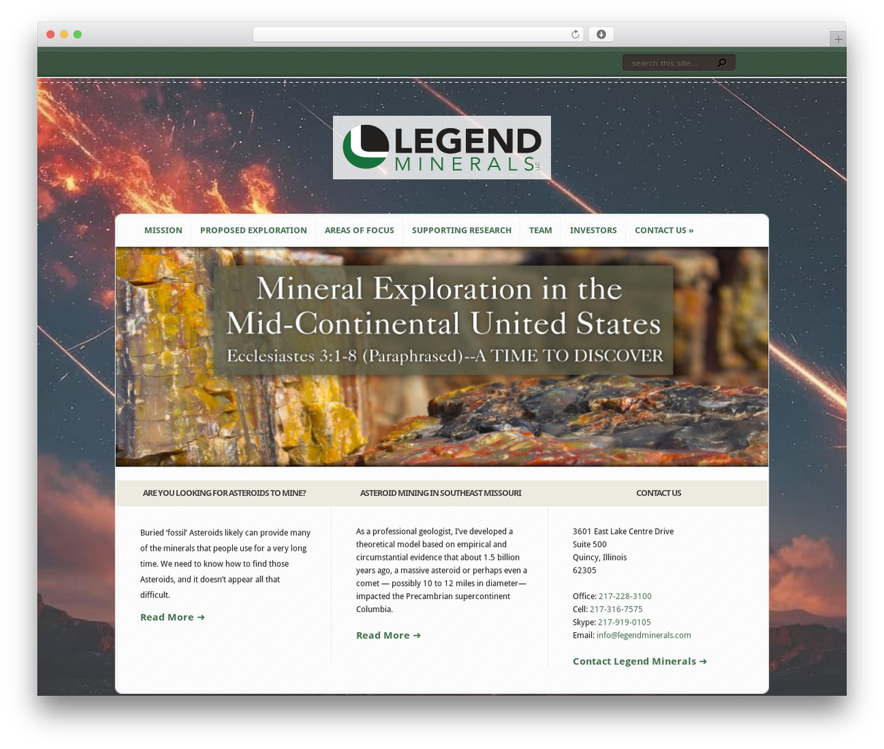 Aggregate WordPress theme - legendminerals.com