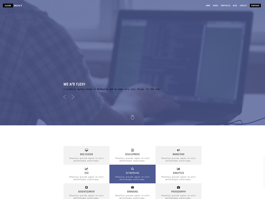 Flexy theme WordPress portfolio by gbthemes