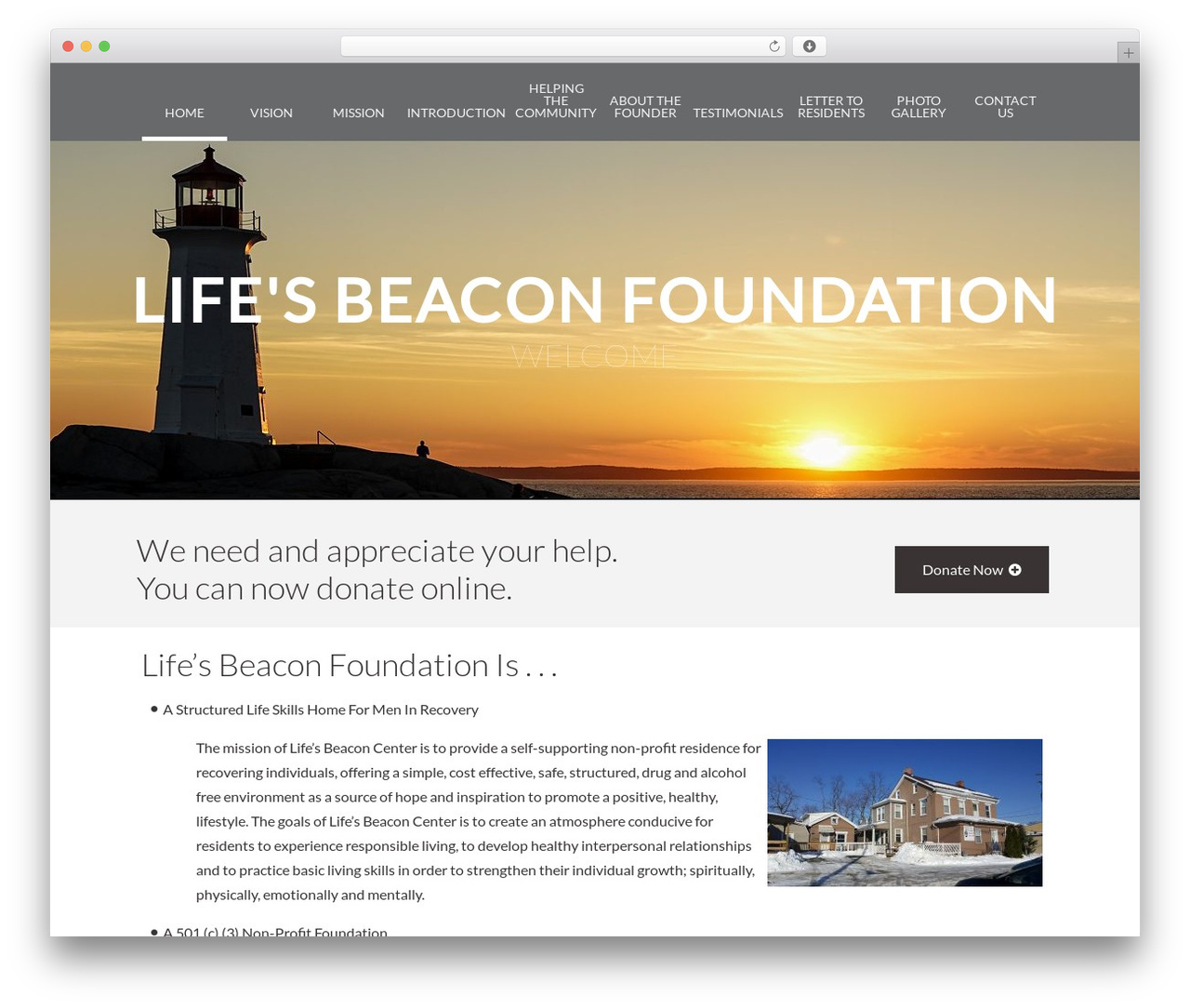 LifesBeacon2017 theme WordPress - lifesbeaconfoundation.org