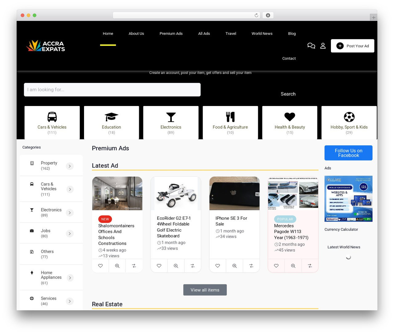WordPress theme Classima - accraexpats.com WordPress theme Classima - accraexpats.com
