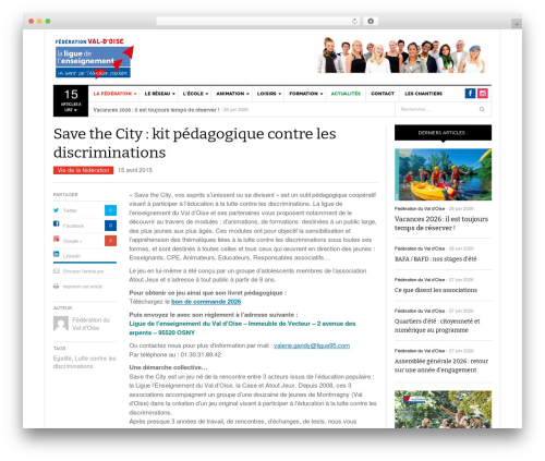 Theme WordPress Ligue 95 - ligue95.com/save-the-city-kit-pedagogique-contre-les-discriminations