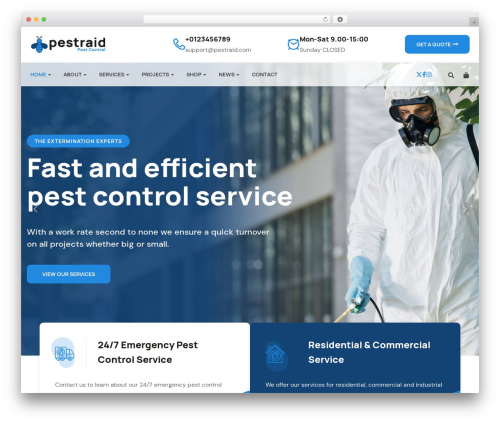 WordPress theme Pest Raid - pestraid.strongholdthemes.com/demos/demo1