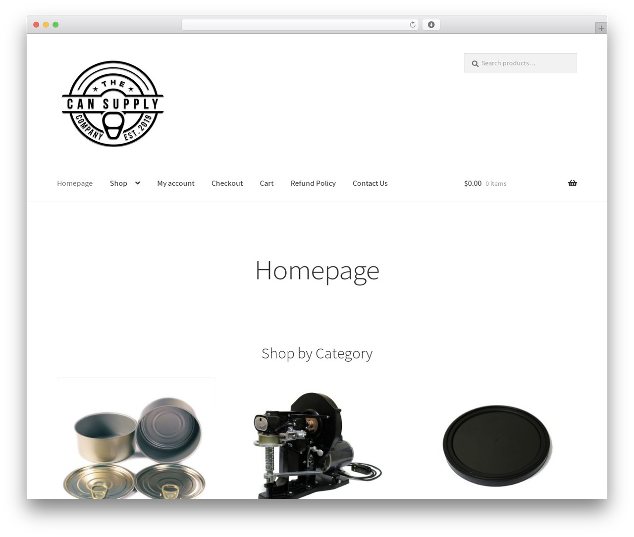 WordPress theme Storefront - cansupplycompany.com