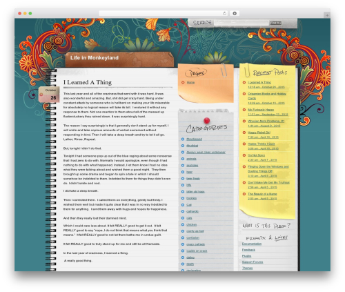 Notepad Chaos theme WordPress - lifeinmonkeyland.com