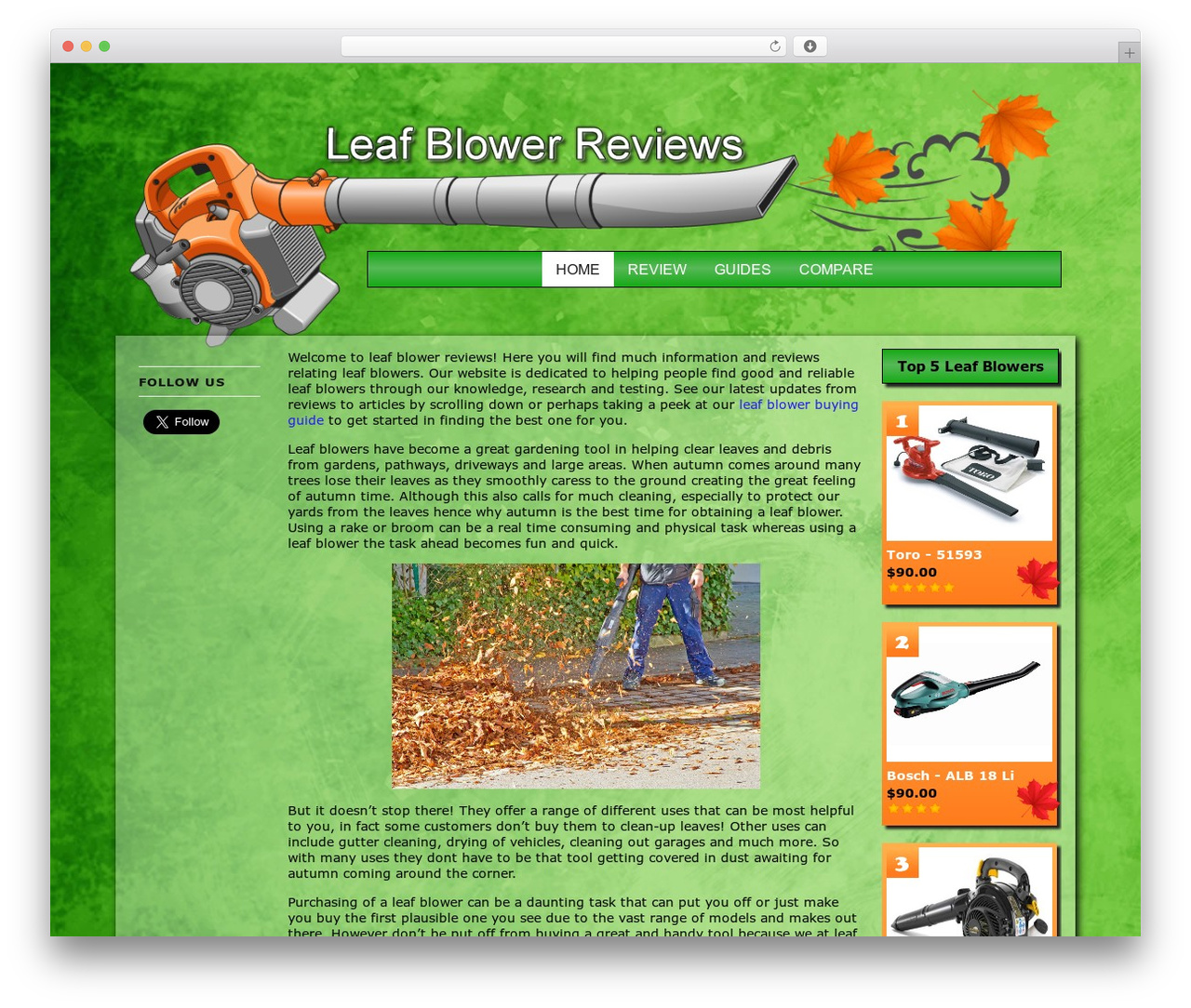 Headway Base premium WordPress theme - leafblowerreviews.co.uk