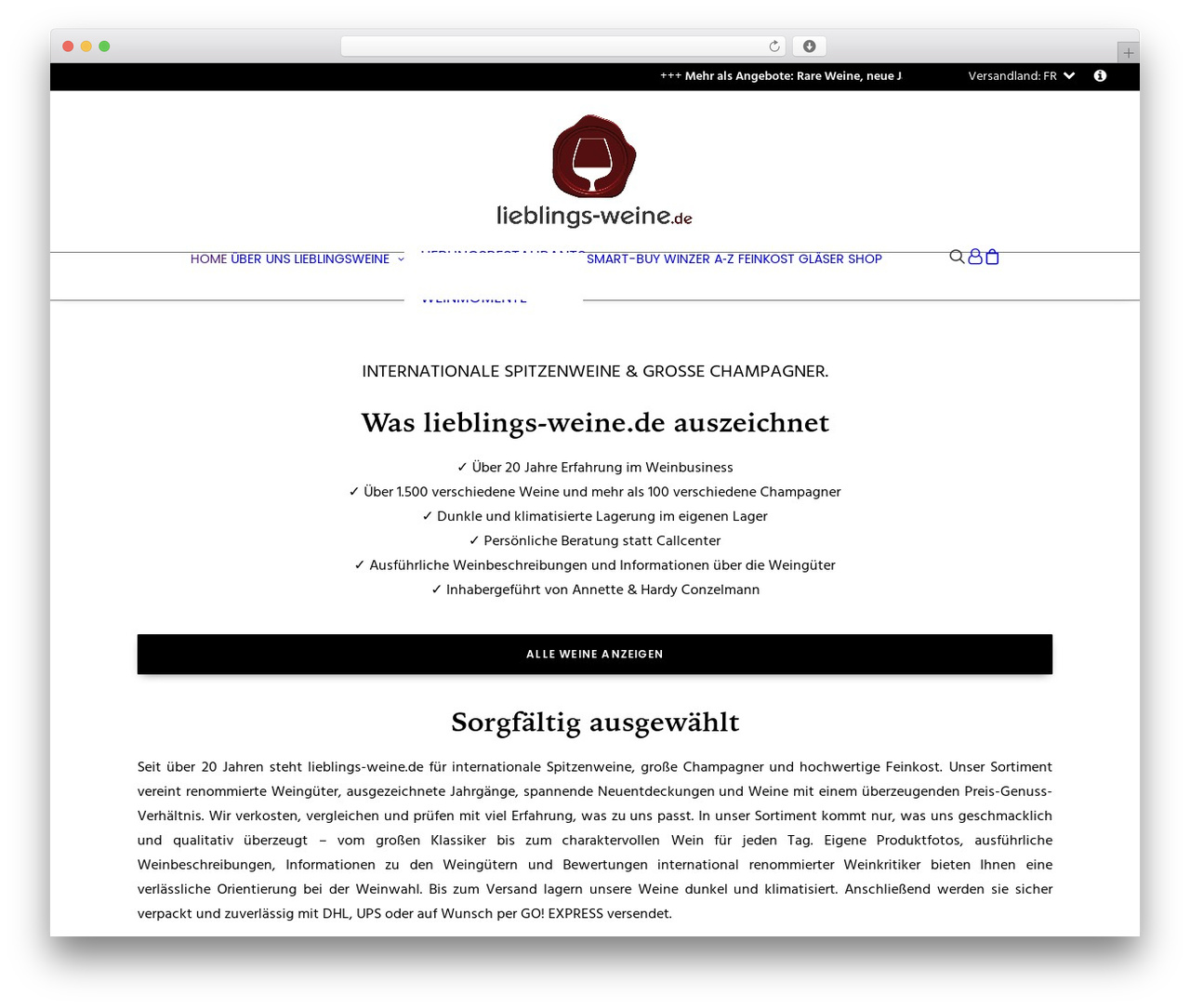 Uncode WordPress theme - lieblings-weine.de