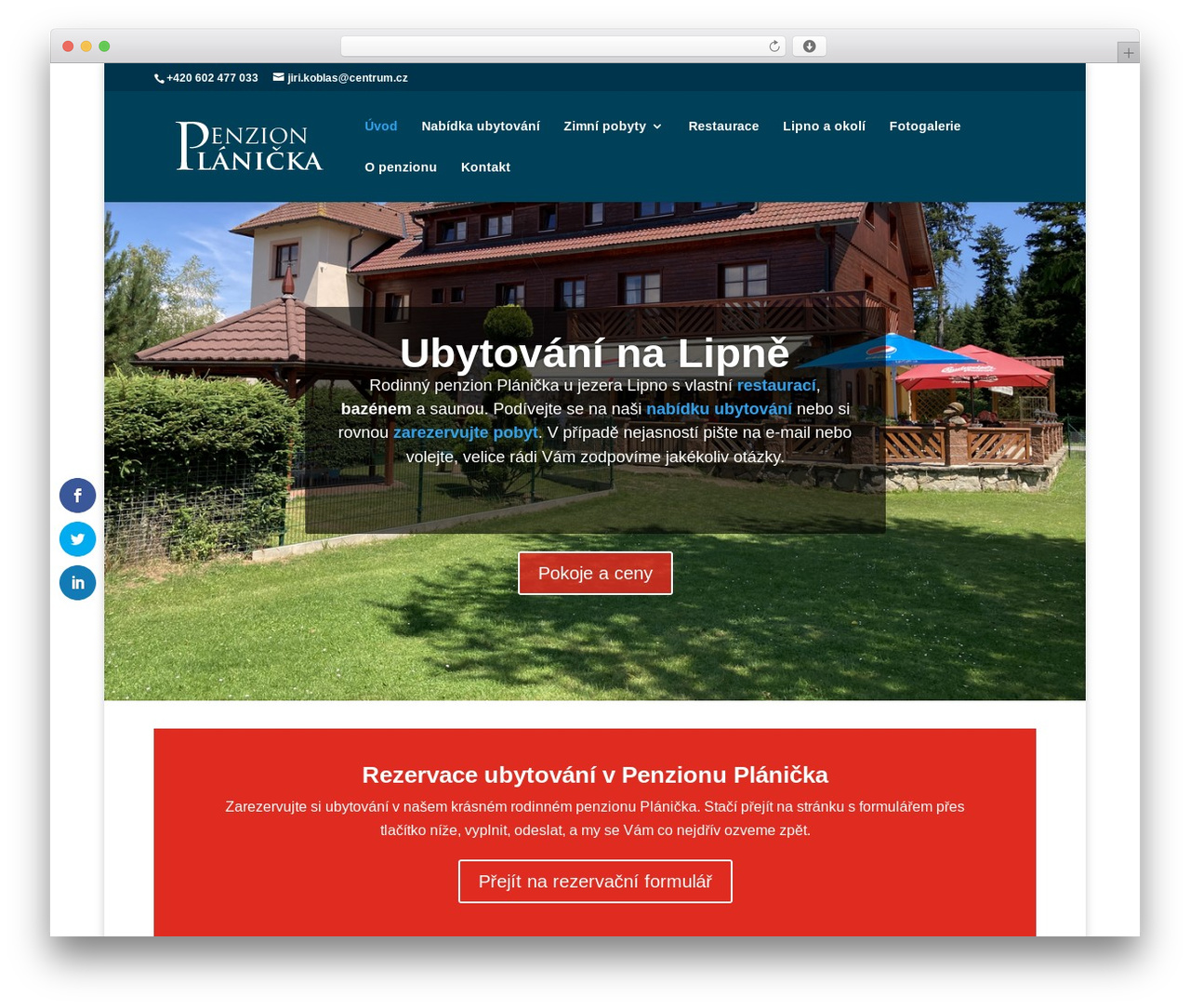 WP theme Divi Child Theme - lipno-planicka.cz