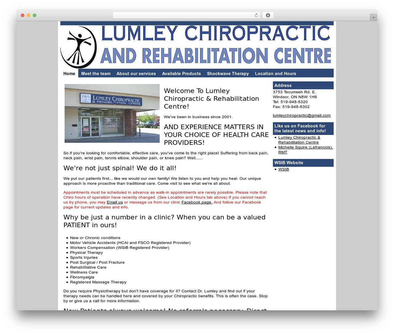 Chiropractor2Web WordPress page theme - lumleychiro-rehab.com