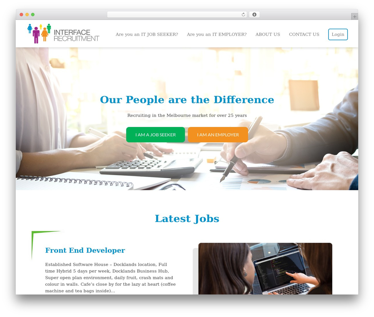 Interface WordPress theme design - interfacerecruitment.com.au