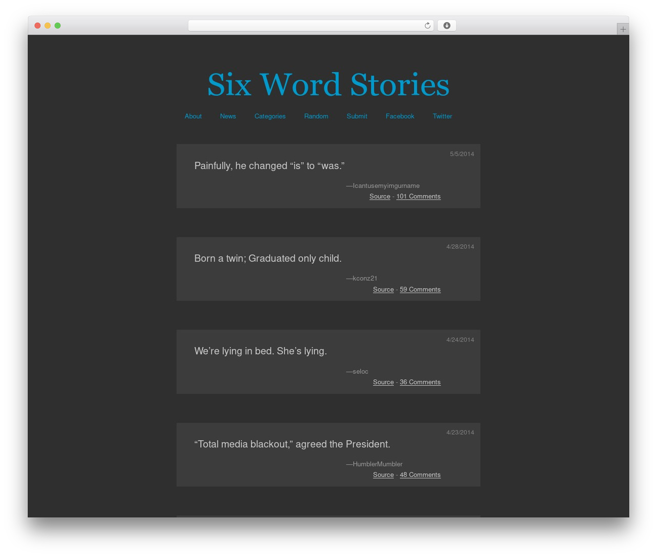 Vostok Theme theme WordPress - sixwordstories.net