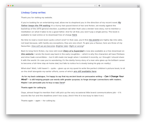 Lindsay WordPress theme - lindsaycamp.com