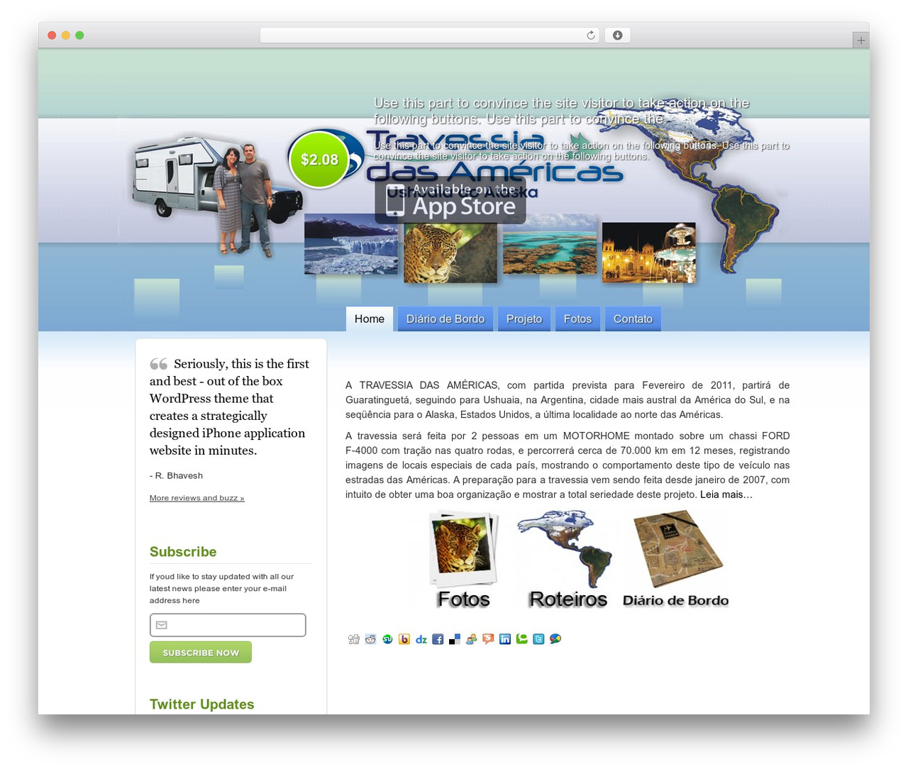 iPhone App theme WordPress - travessiadasamericas.com.br