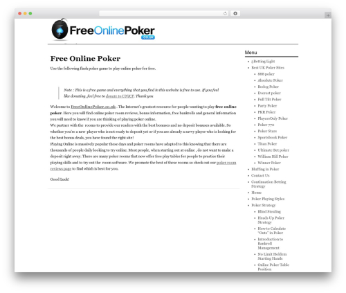 WordPress theme Plain Fields - freeonlinepoker.co.uk