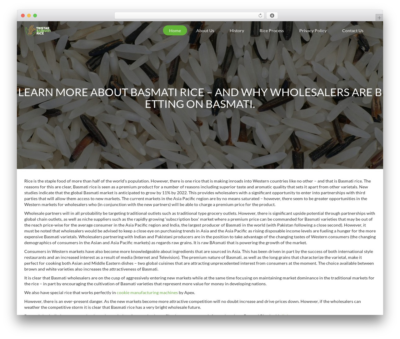WordPress theme Web Development - tristarbasmatirice.com