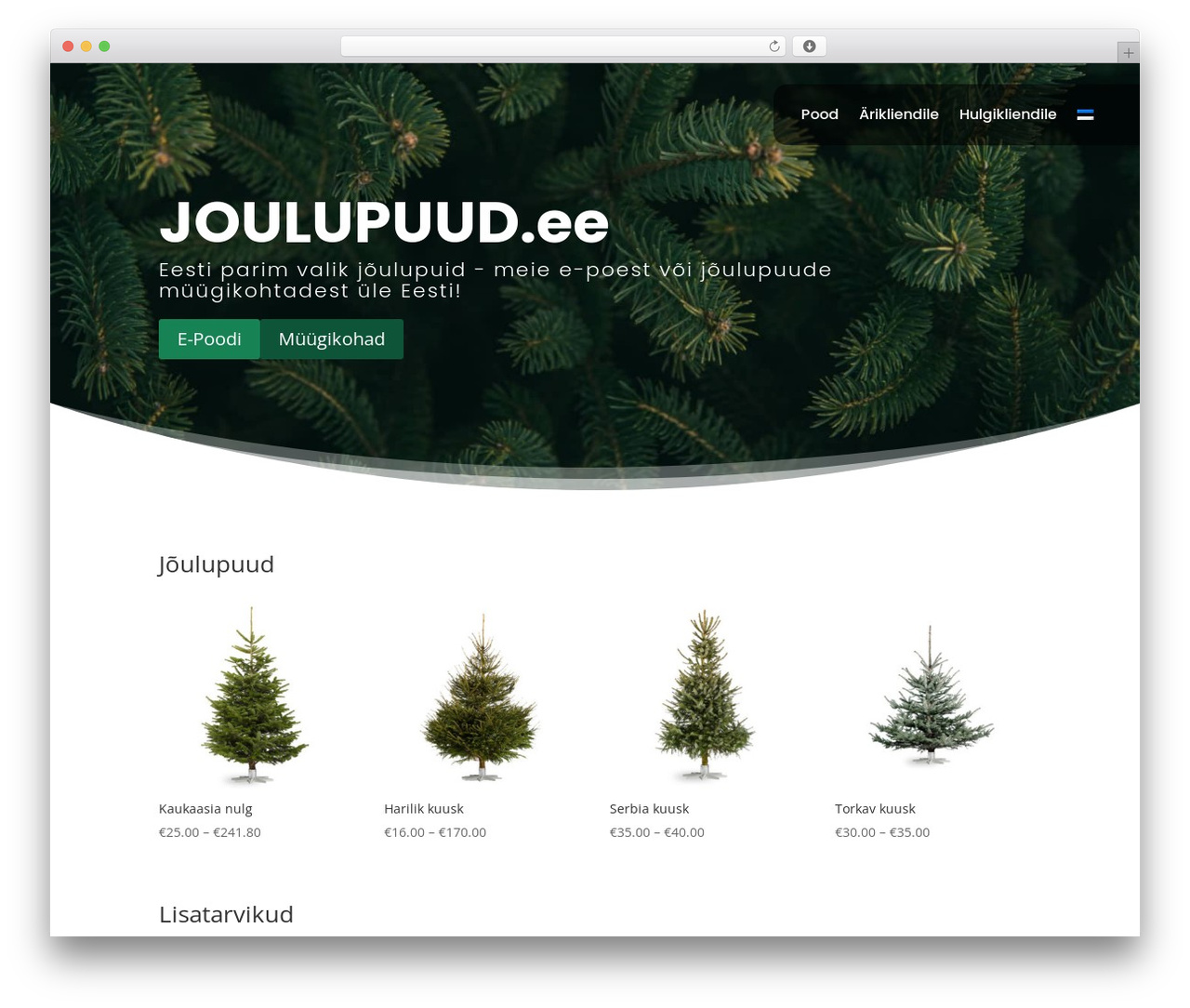 Divi theme WordPress - joulupuud.ee