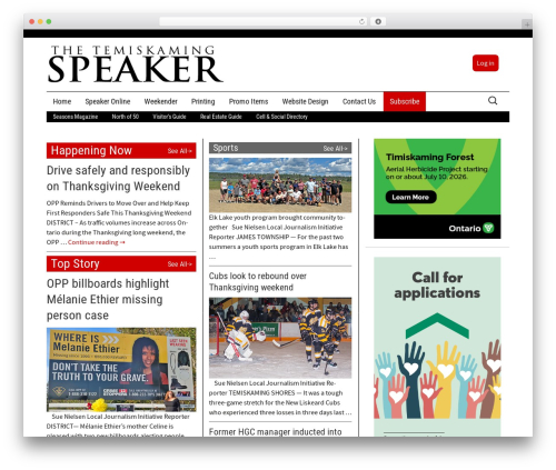 The Temiskaming Speaker theme WordPress - speaker.northernontario.ca
