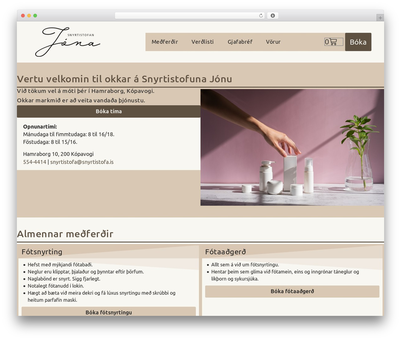 WordPress theme Hello Elementor - snyrtistofa.is