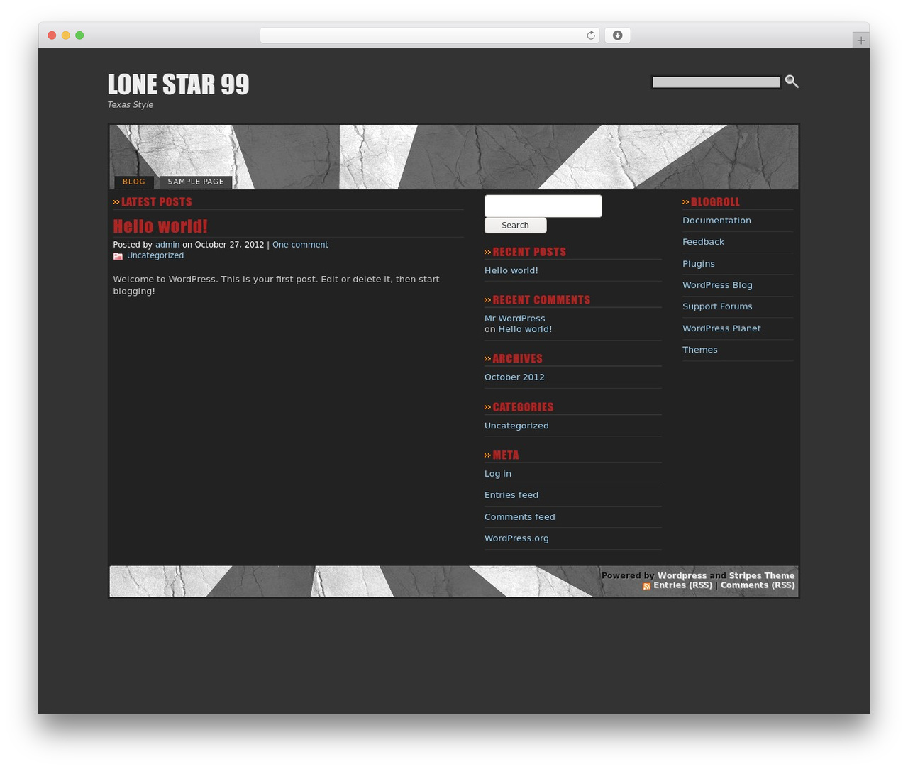 WP theme Stripes theme - lonestar99.com